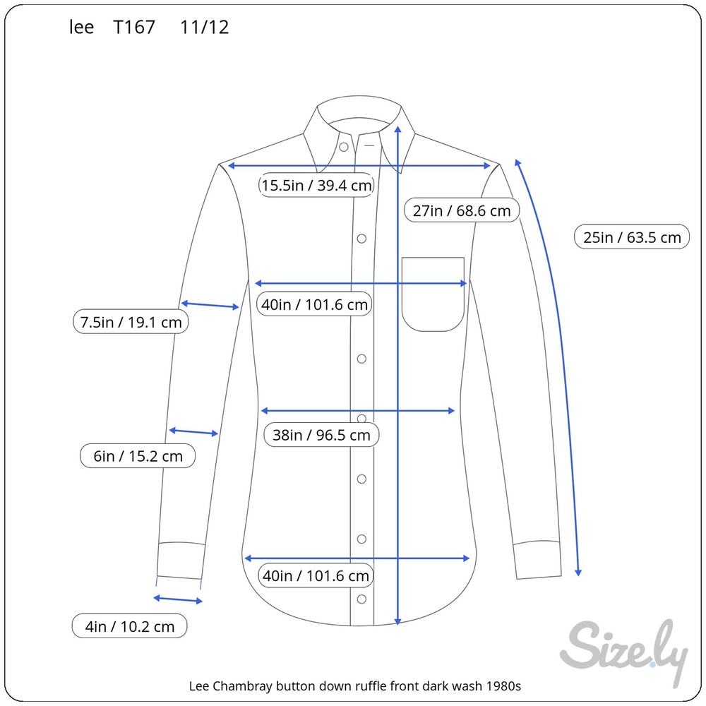 Lee Chambray button down ruffle front dark wash 1… - image 3